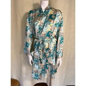 Pusheen Small Silky Satin House Robe Cat Print Green Lightweight Soft Exclusive